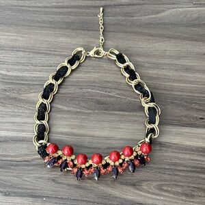 Elegant Gold and Red Statement Necklace